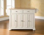 Crosley Furniture Alexandria Kitchen Island with Natural Wood Top - White