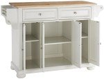 Crosley Furniture Alexandria Kitchen Island with Natural Wood Top - White