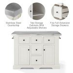Crosley Furniture Julia Kitchen Island with Stainless Steel Top and Square Seat Stools, White/Black