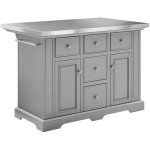 Pemberly Row Gray and Chrome Kitchen Island