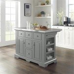 Pemberly Row Gray and Chrome Kitchen Island