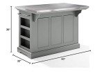 Pemberly Row Gray and Chrome Kitchen Island