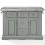 Pemberly Row Gray and Chrome Kitchen Island