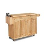 Homestyles General Line Kitchen Mobile Cart with Drop Leaf Breakfast Bar, 54 Inches Wide, Natural Hardwood