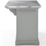 Pemberly Row Gray and Chrome Kitchen Island