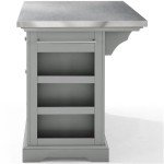 Pemberly Row Gray and Chrome Kitchen Island