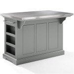Pemberly Row Gray and Chrome Kitchen Island