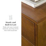 Walker Edison Mid-Century Modern Wood Kitchen Buffet Sideboard Entryway Serving Storage Cabinet Doors-Dining Room Console, 70 Inch, Walnut