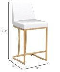 Sophia & William White & Gold Counter Height Bar Stools Set of 4, 24 Inch Bar Stools with Back for Kitchen Counter Island,Modern PU Leather Gold Polished Upholstered Bar Chairs,Supports 300lbs