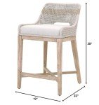 Home Square Transitional Beige 2 Piece Flat Rope Wood Frame Counter Stool Set