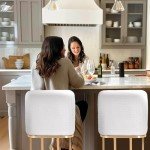 Sophia & William White & Gold Counter Height Bar Stools Set of 4, 24 Inch Bar Stools with Back for Kitchen Counter Island,Modern PU Leather Gold Polished Upholstered Bar Chairs,Supports 300lbs