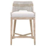 Home Square Transitional Beige 2 Piece Flat Rope Wood Frame Counter Stool Set