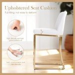 Sophia & William White & Gold Counter Height Bar Stools Set of 4, 24 Inch Bar Stools with Back for Kitchen Counter Island,Modern PU Leather Gold Polished Upholstered Bar Chairs,Supports 300lbs