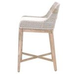 Home Square Transitional Beige 2 Piece Flat Rope Wood Frame Counter Stool Set