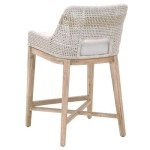 Home Square Transitional Beige 2 Piece Flat Rope Wood Frame Counter Stool Set