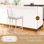 Sophia & William White & Gold Counter Height Bar Stools Set of 4, 24 Inch Bar Stools with Back for Kitchen Counter Island,Modern PU Leather Gold Polished Upholstered Bar Chairs,Supports 300lbs