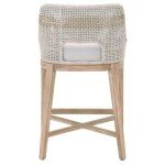 Home Square Transitional Beige 2 Piece Flat Rope Wood Frame Counter Stool Set