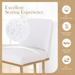 Sophia & William White & Gold Counter Height Bar Stools Set of 4, 24 Inch Bar Stools with Back for Kitchen Counter Island,Modern PU Leather Gold Polished Upholstered Bar Chairs,Supports 300lbs