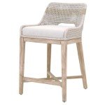 Home Square Transitional Beige 2 Piece Flat Rope Wood Frame Counter Stool Set