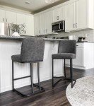 MAISON ARTS Counter Height 24" Bar Stools Set of 4 with Back for Kitchen Counter Modern Upholstered Barstools Faux Leather Farmhouse Bar Chairs Island Stools Support 330LBS, 24 Inch, Grey+Black Frame