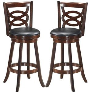 ERGOMASTER Dark Brown 2PCS Swivel Counter Height Barstool 29 Inch Seat Height Bar Chair Bar Stool (Set of 2)