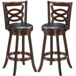 ERGOMASTER Dark Brown 2PCS Swivel Counter Height Barstool 29 Inch Seat Height Bar Chair Bar Stool （Set of 2）