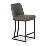 MAISON ARTS Counter Height 24" Bar Stools Set of 4 with Back for Kitchen Counter Modern Upholstered Barstools Faux Leather Farmhouse Bar Chairs Island Stools Support 330LBS, 24 Inch, Grey+Black Frame