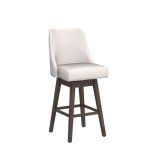 DM Furniture 27.5 inch Counter Height Bar Stools Set of 4 Linen Fabric 360°Swivel Barstools with Back and Wood Legs Upholstered Stool Chairs for Home/Kitchen Island/Breakfast Bar/Restaurant, Cream