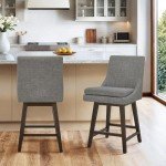 CHITA Counter Height Swivel Barstool with Back Set of 2, Upholstered Fabric Bar Stool, 26.8" H Seat Height, Fabric in Fog