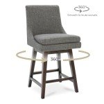 CHITA Counter Height Swivel Barstool with Back Set of 2, Upholstered Fabric Bar Stool, 26.8" H Seat Height, Fabric in Fog