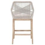 Home Square 2 Piece 30" Upholstered Bar Stool Set in Taupe and White Rope