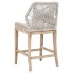 Home Square 2 Piece 30" Upholstered Bar Stool Set in Taupe and White Rope