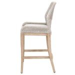 Home Square 2 Piece 30" Upholstered Bar Stool Set in Taupe and White Rope