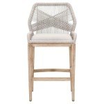 Home Square 2 Piece 30" Upholstered Bar Stool Set in Taupe and White Rope