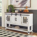 Signature Design by Ashley Valebeck Farmhouse -Dining Room Server or Buffet, White & Brown