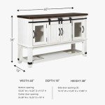 Signature Design by Ashley Valebeck Farmhouse -Dining Room Server or Buffet, White & Brown