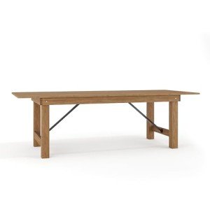 Flash Furniture HERCULES Series 8' x 40" Rectangular Antique Rustic Solid Pine Folding Farm Table
