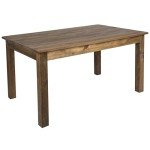 Merrick Lane Jessamine 60" x 38" Rectangular Antique Rustic Solid Pine Farm Dining Table
