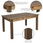 Merrick Lane Jessamine 60" x 38" Rectangular Antique Rustic Solid Pine Farm Dining Table