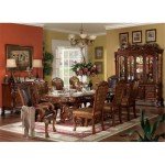 ACME Dresden Cherry Oak Dining Table with Double Pedestals