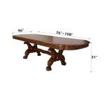 ACME Dresden Cherry Oak Dining Table with Double Pedestals