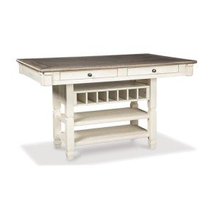 Signature Design by Ashley Bolanburg Farmhouse Counter Height Dining Room Table, White & Brown