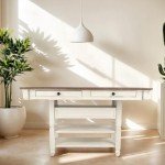Signature Design by Ashley Bolanburg Farmhouse Counter Height Dining Room Table, White & Brown