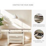 Signature Design by Ashley Bolanburg Farmhouse Counter Height Dining Room Table, White & Brown