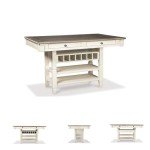 Signature Design by Ashley Bolanburg Farmhouse Counter Height Dining Room Table, White & Brown