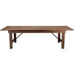 Flash Furniture Hercules Commercial Grade Farmhouse Dining Table - Solid Pine Foldable Dining Table with Seating for 10 - 9'x40" - Antique Rustic