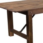 Flash Furniture Hercules Commercial Grade Farmhouse Dining Table - Solid Pine Foldable Dining Table with Seating for 10 - 9'x40" - Antique Rustic