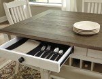 Signature Design by Ashley Bolanburg Farmhouse Counter Height Dining Room Table, White & Brown
