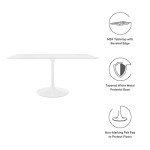 Modway Lippa 60" Mid-Century Modern Dining Table with Rectangle Top and Pedestal Base in White