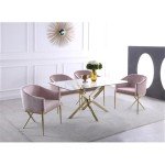 Meridian Furniture Xander Collection Modern | Contemporary Tempered Glass Top Dining Table with Durable Metal Base, 60" W x 36" D x 30" H, Gold Finish
